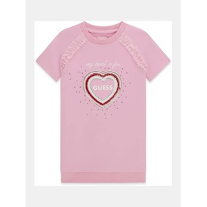Guess Спортна рокля в розово за мини момиче с къс ръкав и сърце с детайли Guess