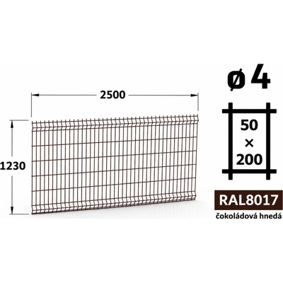 Plotový panel 3D Light 50, 123×250 cm, čokoládově hnědá