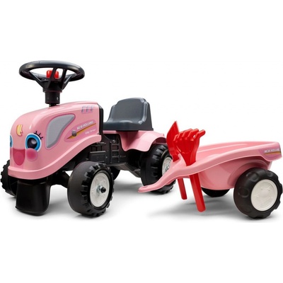 Falk traktor Landini růžový s volantem a valníkem