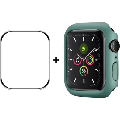 ENKAY Plastový kryt s tvrdeným sklom pre Apple Watch 9 / 8 / 7 45mm zelený 35665