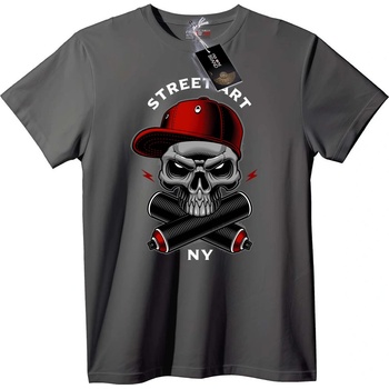 NOONEBRAND Тениска Улично изкуство с череп от NY - M, Black