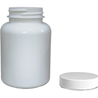 Pilulka Plastová lahvička, lékovka bílá s bílým uzávěrem 150 ml