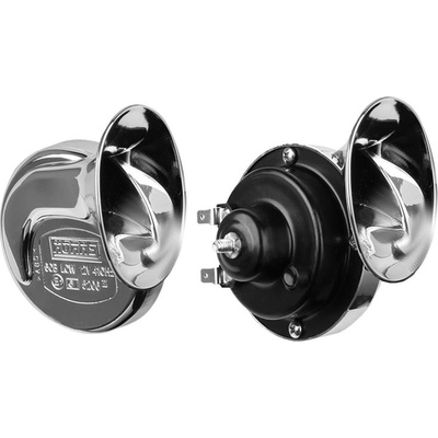 Houkačka, klakson, fanfára ŠNEK CHROMOVANÝ 2ks, 12 V – Sleviste.cz