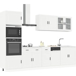 vidaXL Комплект кухненски шкафове, 7 части, "Porto", бяло инженерно дърво (3314751)