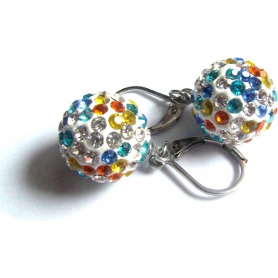 Steel Jewelry náušnice barevné krystalkové koule z chirurgické oceli NS15037