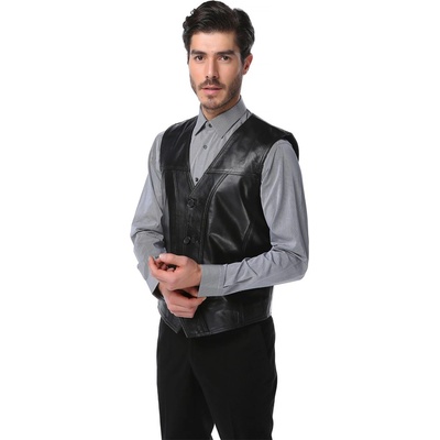 Jacket Club Мъжки елек от естествена кожа 2145 - Черен #318986 (318986_Черно)