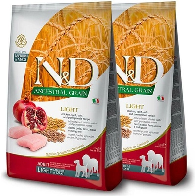 N&D Ancestral Grain Dog Adult Light Medium & Maxi Chicken & Pomegranate 2 x 12 kg