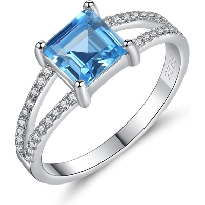 Meucci Stříbrný prsten s modrým zirkonem SYR064