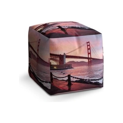 Sablio Taburet Cube Golden Gate: 40x40x40 cm