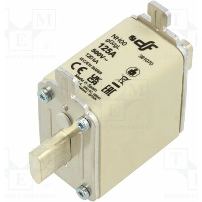 DF ELECTRIC 381070 Pojistka: tavná; NH00; keramická,průmyslová; 125A; 500VAC; 250VDC