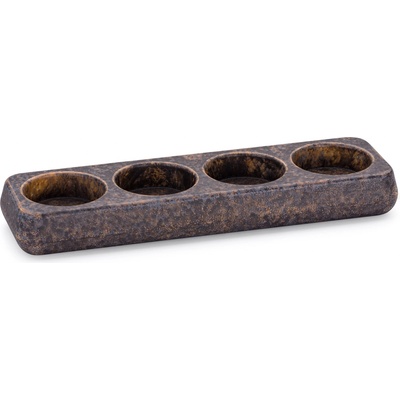 Svícen PERSEUS BASIC na 4 svíčky - DARK STONE, modrá, okrová a černá, lak mat