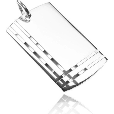 Šperky eshop Stříbrný přívěsek 925 lesklá tabulka s ozdobnými liniemi U2.14