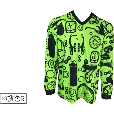 Kolor unisex MTB s dlouhým rukávem PARTS GREEN