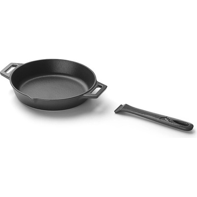 Grandpro litinová grilovací pánev 25 cm A03001002T, šedý smalt, odnímatelná rukojeť, rovné dno