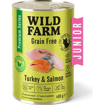WILD FARM Premium Grain Free Turkey and Salmon Junior 400g - беззърнена храна за котенца