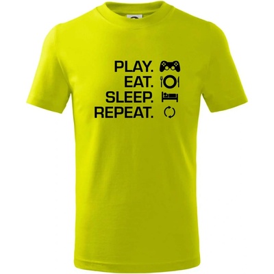 Play Eat Sleep Repeat game tričko detské limetková