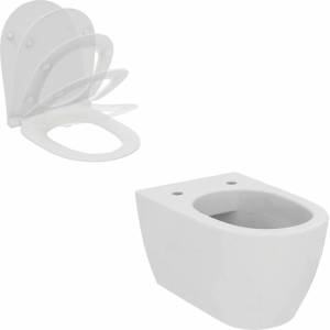 Ideal Standard Комплект за окачена тоалетна чиния Ideal Standard I. life O HydroTwist с бял капак с плавно затваряне (T568001+T572401)