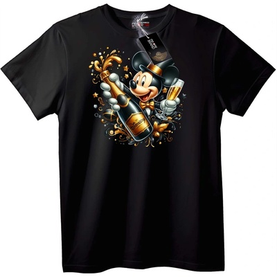 NOONEBRAND Тениска Mickey Mouse Шампанско Парти - 6XL, Black