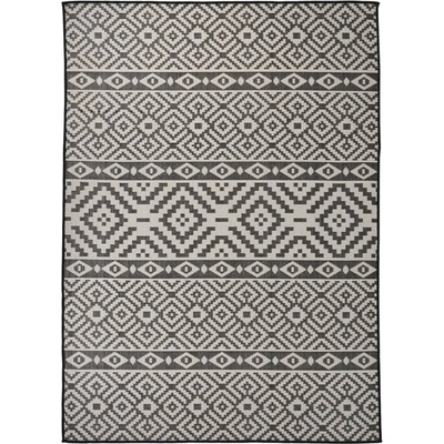 vidaXL Градински плоскотъкан килим, 200x280 см, черни шевици (340854)