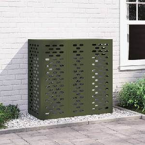 vidaXL Покритие за климатик Маслиненозелено 110 x 50 x 105 см Стомана (865914)