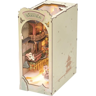 RoboTime 3D Puzzle Zarážka na knihy "Falling Sakura" dřevěná