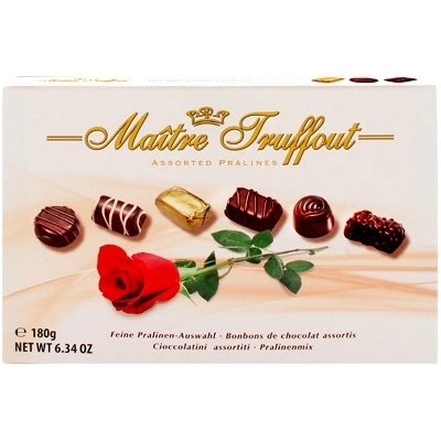 Maitre Truffout Belgické pralinky z hořké, bílé a mléčné čokolády 180 g