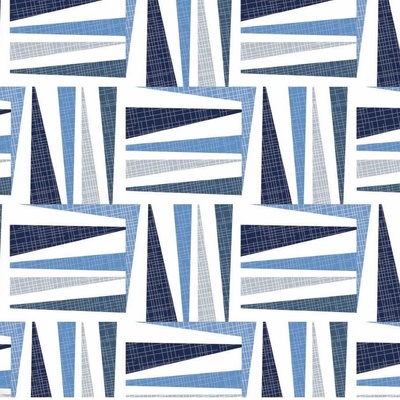 IMPOL TRADE Obrus PVC 123B návin geometrický vzor modro-biely 20 m x 140 cm