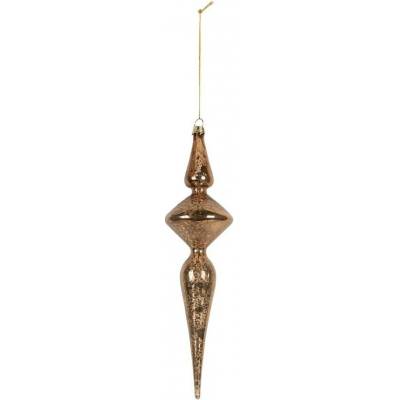 Clayre & Eef Zlato-bronzová skleněná vánoční ozdoba špička – Ø 8*32 cm