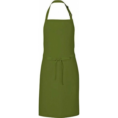 Link Kitchen Wear Univerzální keprová zástěra s laclem a nastavitelným páskem u krku zelená olivová 72 x 85 cm X986
