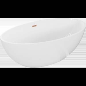 Mexen Nike самостоятелна вана 175 x 100 см, бяла, преливник розово злато - 54071751000-60 (54071751000-60)