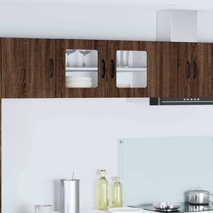 vidaXL Стенен стъклен шкаф PORTO Кафяв дъб 80 x 31 x 40 см (885302)
