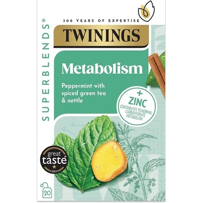 Twinings čaj SUPERBLENDS METABOLISM s mátou zeeleným čajem a kopřivou 20 sáčků 40 g