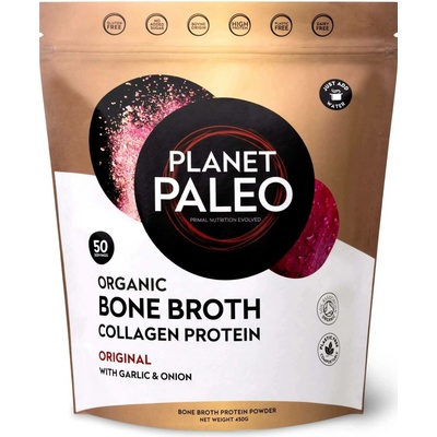 Planet Paleo BIO Sušený čistý hovězí vývar 450g hovězí vývar z kostí s česnekem a cibulí
