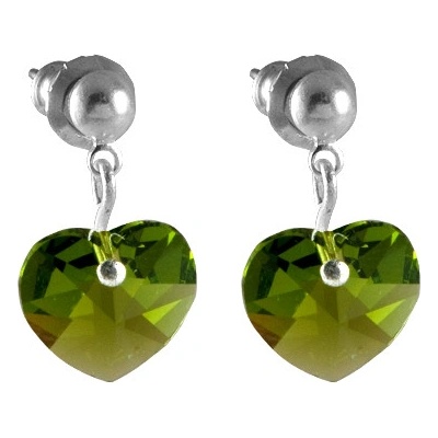 JSB se Swarovski Elements tvar srdce tmavě zelená 793902o