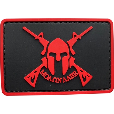 WARAGOD Nášivka 3D Molon Labe Spartan with Two Rifles 7.5x5cm