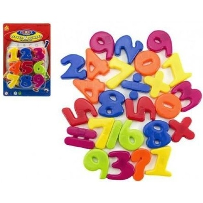 Teddies magnetické číslice 4 cm cca 27 ks plast na kartě 14,5 x 22 cm