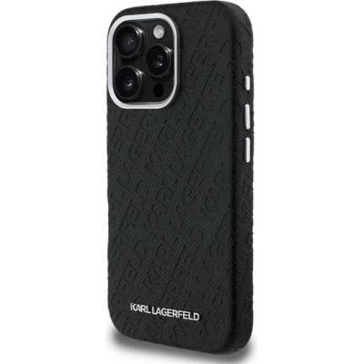 CG Mobile iPhone 16 Pro KARL LAGERFELD GRAINED PU REPEATED LOGO MAGSAFE силиконов протектор за телефон, удароустойчив, MagSafe, BLACK KLHMP16LPGKLFOFK (KLHMP16LPGKLFOFK)