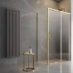 Radaway Правоъгълна душ кабина с плъзгаща се врата Radaway Idea KDJ 140x70 см златисто-прозрачна дясна (387044-09-01R+387048-09-01L)
