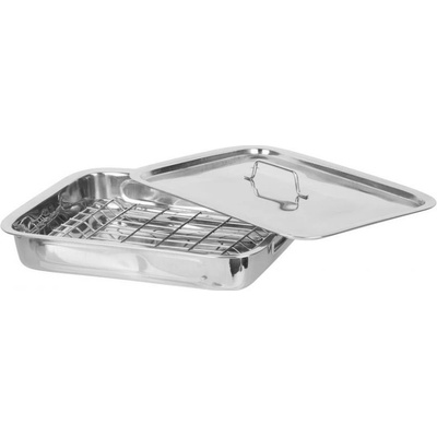 MagicHome Pekáč nerez 38x28x6 cm s pokličkou a roštem na grilování – Hledejceny.cz