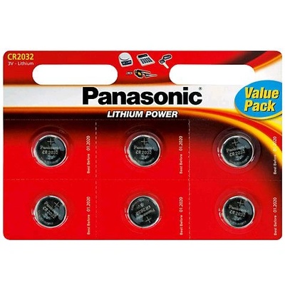 Panasonic Батерии Panasonic Lithium CR2032, 3V, 6 броя (CR2032L/6BP)