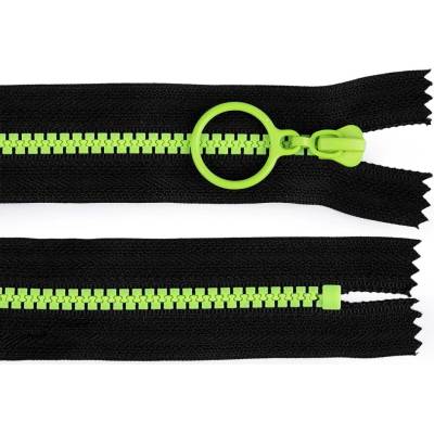 Kostěný zip barevný No 5 délka 15 cm s ozdobným jezdcem, malé, 15 černá zelená