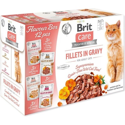 Brit Care Cat Fillet in Gravy krůta kachna losos a kuře 12 x 85 g