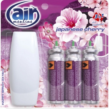 Air menłinu Japanese Cherry Happy Osviežovač náhradná náplň 3 x 15 ml sprej