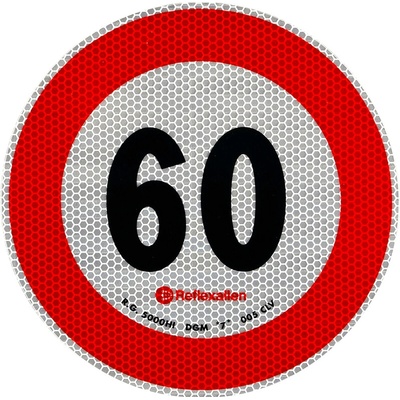 Reflexní nálepka LAMP s omezením rychlosti 60 km/h, značka B-33