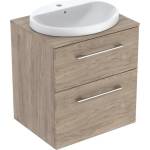 Geberit Комплект стенен долен шкаф Geberit Selnova Square, покритие от американски орех хикори, 2 чекмеджета и мивка 60 см (502.870.00.1)