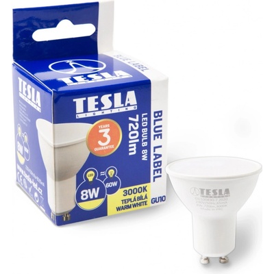 Tesla Lighting LED žárovka GU10, 8 W, 720 lm, 3000 K