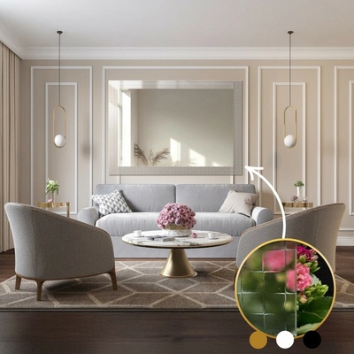 Alfaram Dekoratívne obdĺžnikové zrkadlo na ornamentálnom skle Master Flex - LUXORA ETERION 70x140