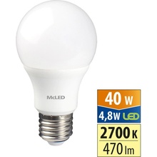 McLED lED žárovka E27 4,8W 40W teplá bílá 2700K ML-321.096.87.0