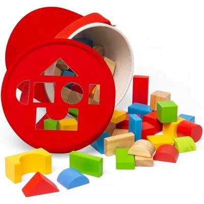 Bigjigs Toys Prvé drevené bloky a skladačka v bubne