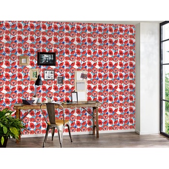 DIMEX ART s. r. o Луксозна флизелинова тапета червени макове акварел